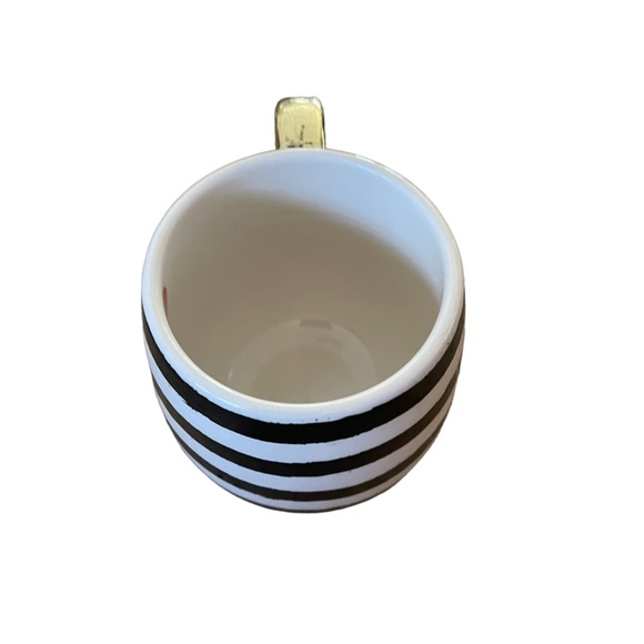 Earthenware Black & White Stripe "I Love Me" Mug with Heart Inside, Gold Handle - Picture 4 of 9